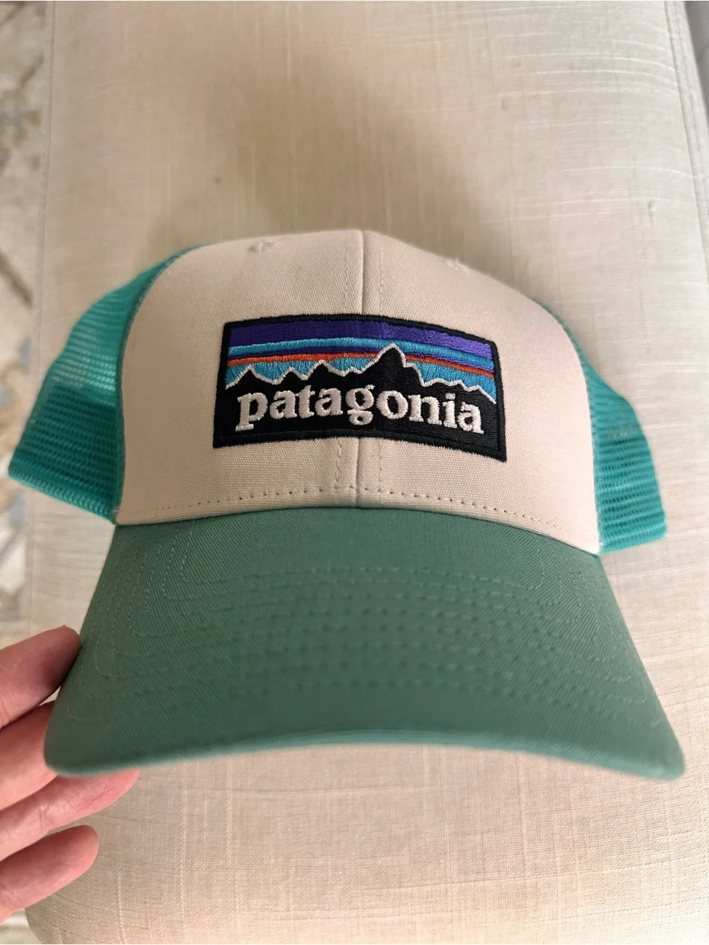 Patagonia Teal and White Mesh Trucker Hat - Picture 2 of 5